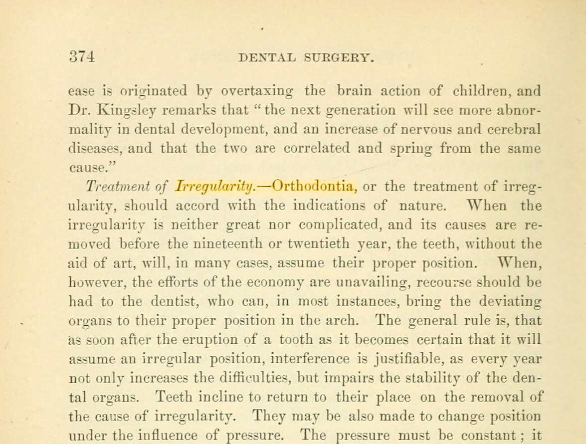 Treatment of Irregularity. - Orthodontia